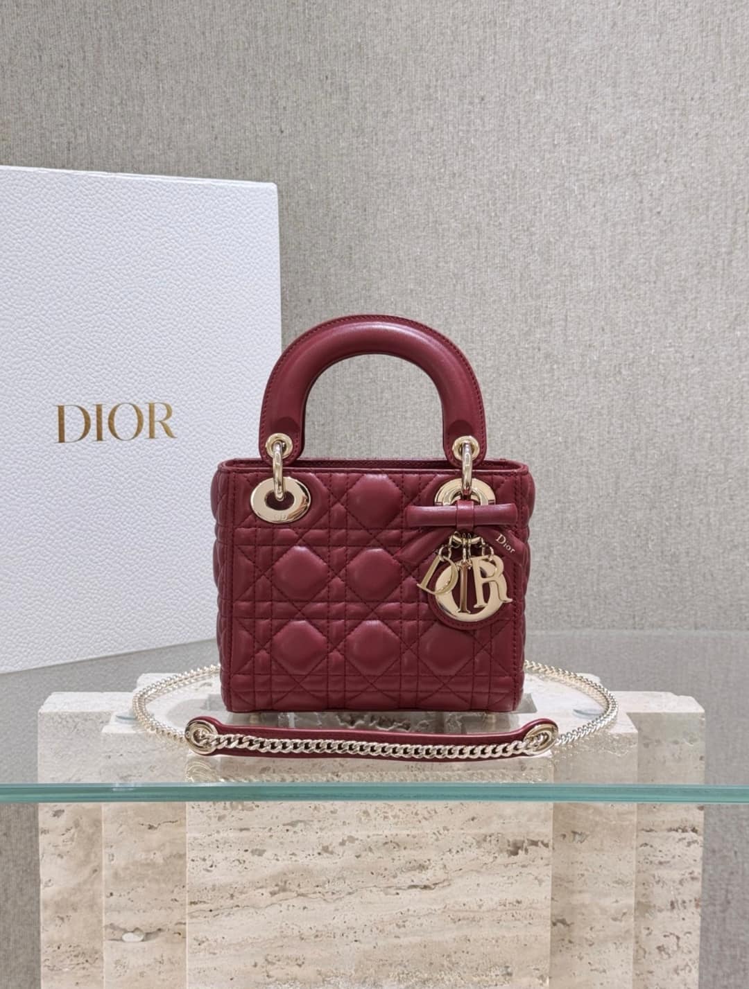 Lady Dior - Mini Burgundy