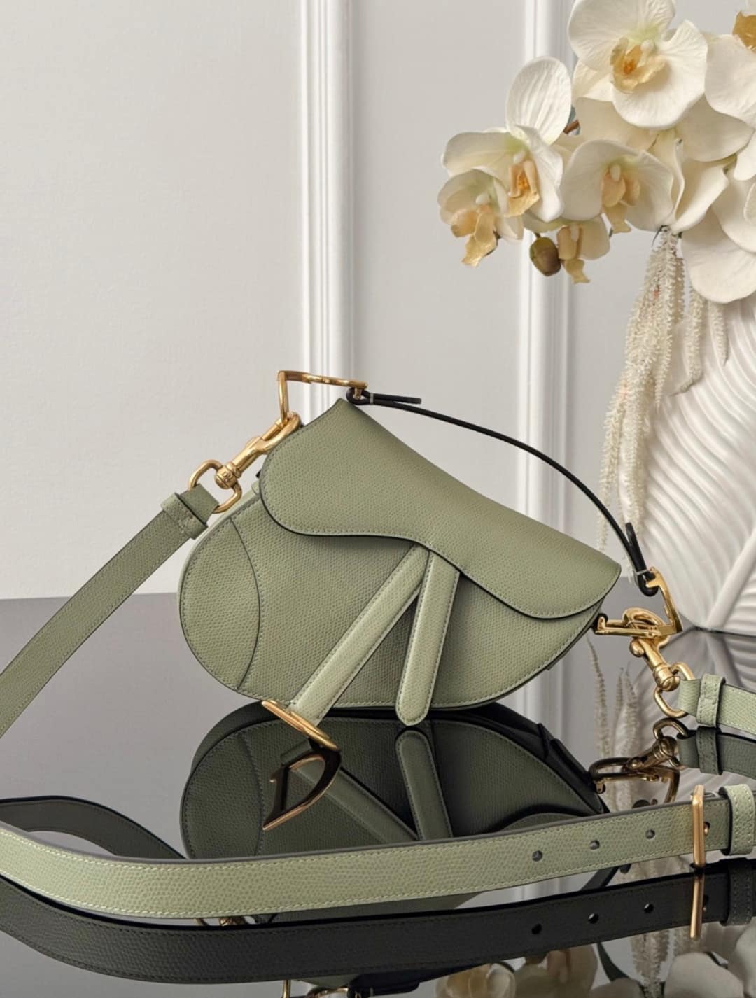 Saddle - Small Cream Green