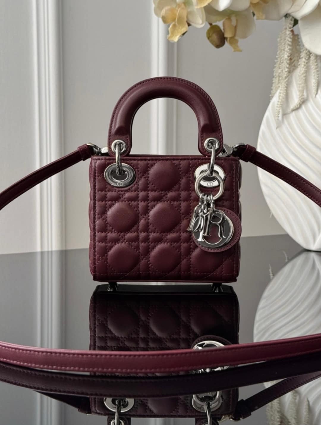 Lady Dior - Micro Burgundy
